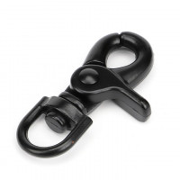 10x Scherenkarabiner für Seile Schwarz 55mm mit 13mm Rundwirbel 5,5cm lang