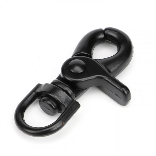 50x Scherenkarabiner für Seile Schwarz 55mm mit 13mm Rundwirbel 5,5cm lang