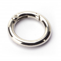 2x Karabinerhaken rund 35mm - Taschenringe 35 mm silberfarbig Taschenringe 37mm vernicket Karabinerring mit Federöffnung 37mm