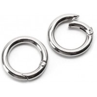 2x Karabinerhaken rund 35mm - Taschenringe 35 mm silberfarbig Taschenringe 37mm vernicket Karabinerring mit Federöffnung 37mm