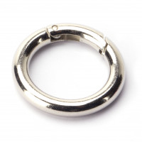 5x Karabinerhaken rund 35mm - Taschenringe 35 mm silberfarbig Taschenringe 37mm vernicket Karabinerring mit Federöffnung 37mm