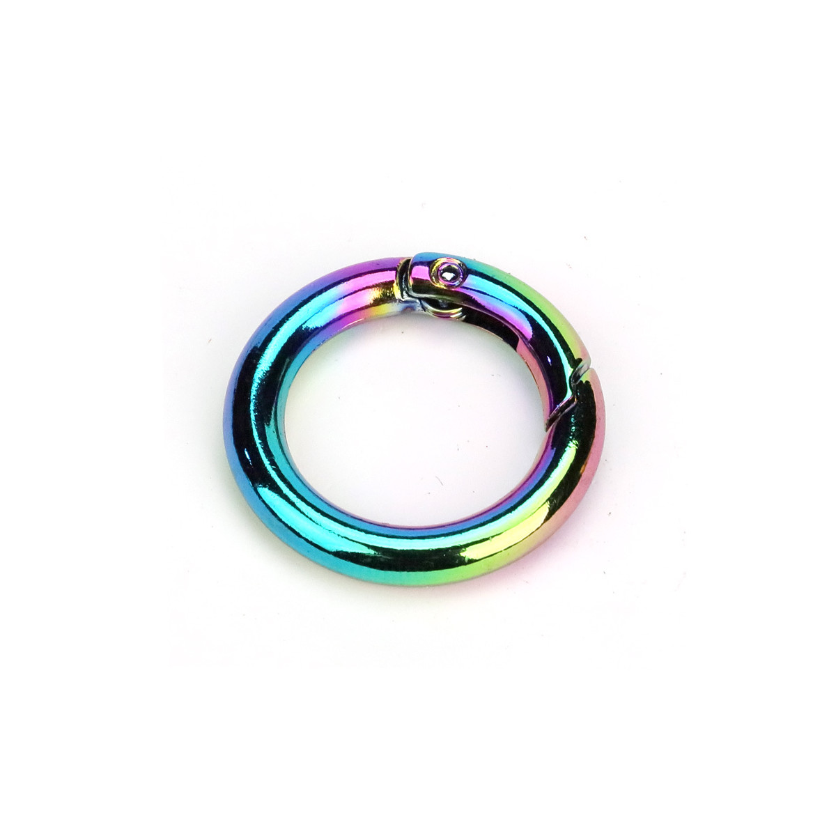 5x Karabiner Ring - Regenbogen - rund - 25mm