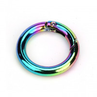 5x Karabiner Ring - Regenbogen - rund - 25mm
