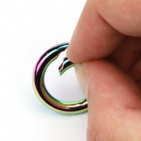 5x Karabiner Ring - Regenbogen - rund - 25mm