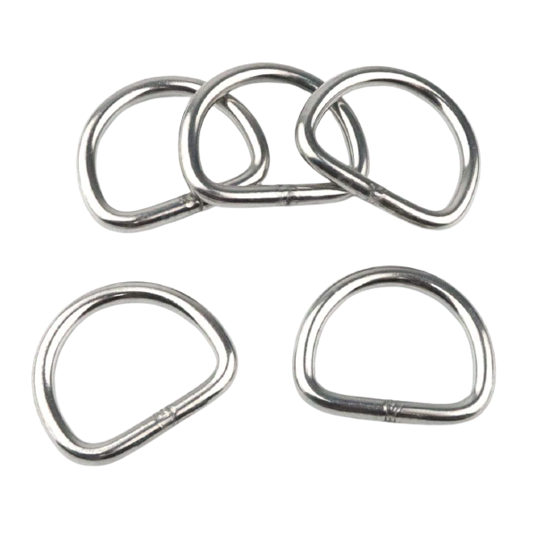 5 Stk. Edelstahl V4A D-Ring 20mm geschweißt halbrund ring aus Edelstahl