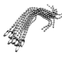 50x Kugelketten 20cm 2,4mm mit Klemmverschluss montiert Kugeldurchmesser 2,4mm, vernickelt