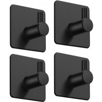 2x Selbstklebend Handtuchhaken Schwarz Moderne Wandhaken Kleiderhaken für Bad Küche Schlafzimmer Schwarz