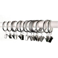 100x Gardinenring mit Klammer 25mm Durchmesser Mehrzweck Vorhang Clip vernickelt  Gardinenstange Gardinenringe Vorhangringe mit Clips