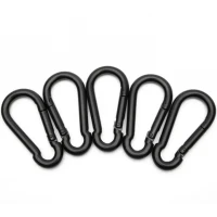 2x Feuerwehr Karabiner Schwarz  60x6mm,Feuerwehrkarabiner schwarz Stahl Schwarz DIN 5299 C 5