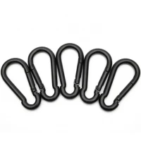 2x Feuerwehr Karabiner Schwarz  60x6mm,Feuerwehrkarabiner schwarz Stahl Schwarz DIN 5299 C