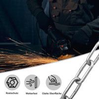 5 Meter Schweißkette 5mm Edelstahl DIN 763  langgliedrig Edelstahl Rundstahlkette geschweißt 5mm, langgliedrig  V4A Kette 5
