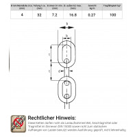 30 Meter Absperrkette 4mm aus Stahl Rot Weiß  beschichtete Absperrkette stahl rot weiß stabile, witterungsbeständige Absperrkette Metall Marwotec