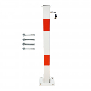 2x Marwotec Absperrpfosten aus Stahl mit 2 Ösen Sperrpfosten aus Metall klappbar mit Ösen 70cm hoch Klappbare Parkpfosten mit 2 Ringösen als Kettenhalterung 2 Stück