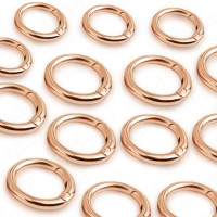 5 bis 100 Stück Runder Karabiner 28mm Rose Gold für Taschen & Schlüsselbänder Rundkarabiner