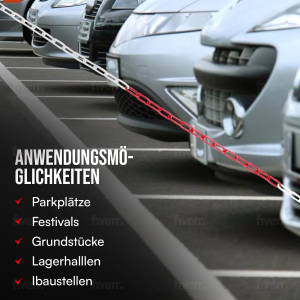 Marwotec 30 Meter Absperrkette aus Stahl 5mm rot-weiß lackiert- 30m Bund - Warnkette wetterfest 7