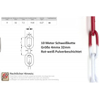 Marwotec 4mm Stahl-Absperrkette rot-weiß | 10m 7