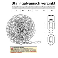 Marwotec 10 Meter Schweißkette 6mm langgliedrig DIN...
