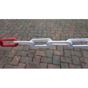 50 Meter Kunststoffkette rot weiß Absperrkette auf Rolle rot weiss 6,0mm Kunststoffketten rot weiß rot weiss Marwotec 50 Meter auf Rolle