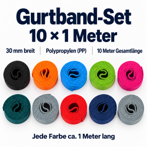 Gurtband Bastel Set 10x 1m Gurtband 10 Farben...