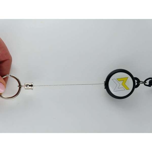 Retractable Schlüsselanhänger mit Drahtseil ausziehbarer Schlüsselanhänger Schlüsselhalter mit schwarzer Vorderseite, Stahlgürtelclip, Spaltring