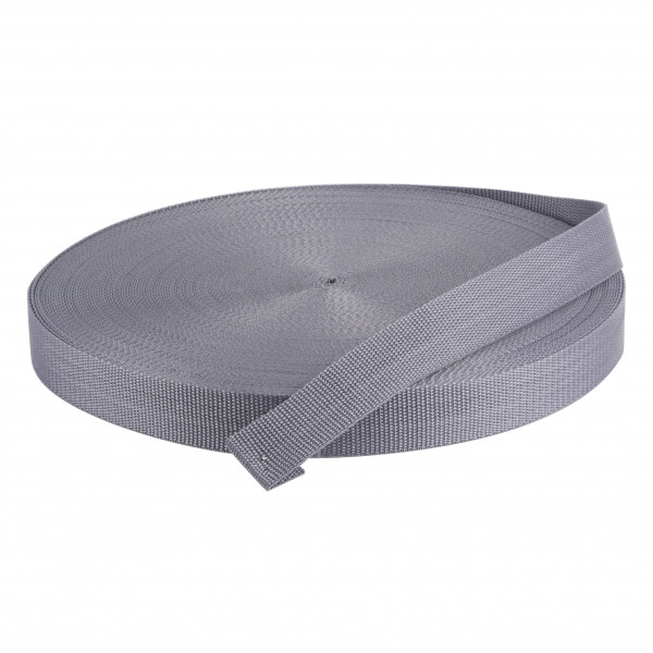 50 Meter Polypropylen Gurtband 25mm Breit Farbe: Grau