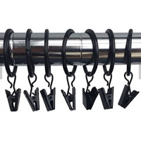 30 STK Gardinenring mit Klammer 35mm Durchmesser Schwarz...