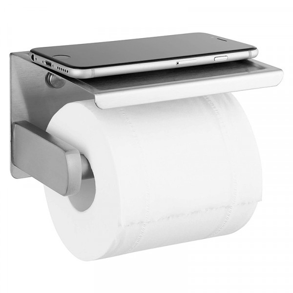 EDELSTAHL Toilettenpapierhalter Edelstahl Klopapierhalter mit Ablage mit 3M Klebepad