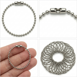 10 bis 100 Stück Kugelketten 10,2cm 3,2mm mit Klemmverschluss montiert Kugeldurchmesser 3,2mm, vernickelt