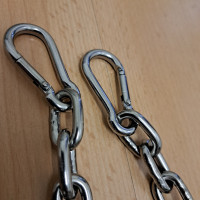 1 Meter Edelstahl Schweißkette 5mm mit 2 Karabinerhaken 50x5mm Edelstahlkette DIN 766 5mm x 18,5m 2