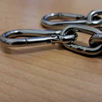 1 Meter Edelstahl Schweißkette 5mm mit 2 Karabinerhaken 50x5mm Edelstahlkette DIN 766 5mm x 18,5m