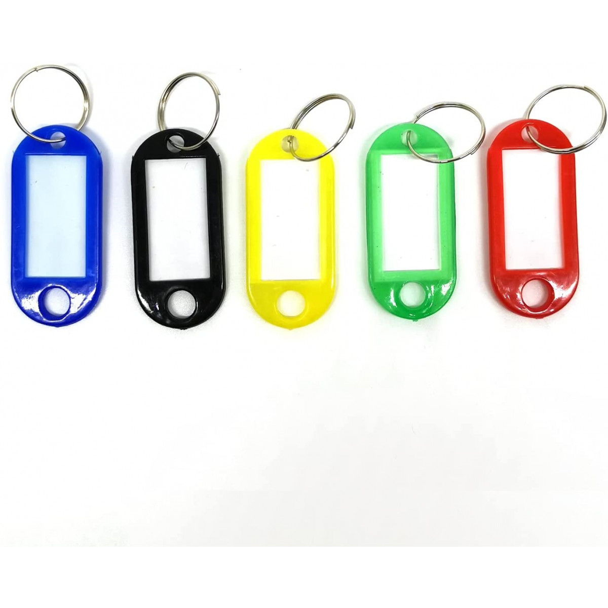 100x Kunststoff Schlüsselanhänger Etikett beschriftbar neonpink Schlüsselring 