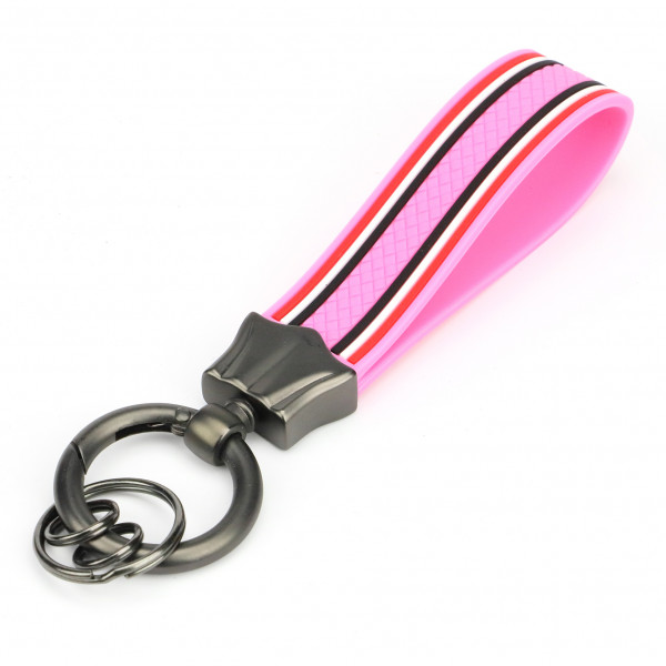 Marwotec Schlüsselanhänger Pink mit Karabiner Silikon Anhänger Schlüsselband mit Karabinner