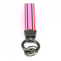 Abwischbarar Design Schlüsselanhänger aus Silikonband Pink mit rundem Karabiner