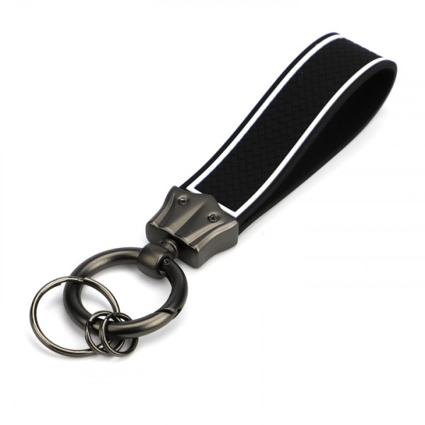 Design Schlüsselanhänger Schwarz-weiß mit rundem Karabiner