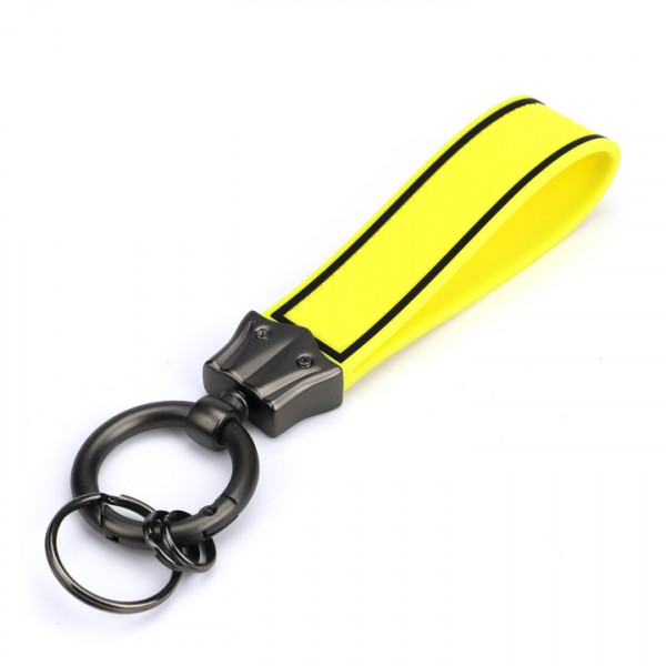 Design Schlüsselanhänger Gelb-schwarz mit rundem Karabiner
