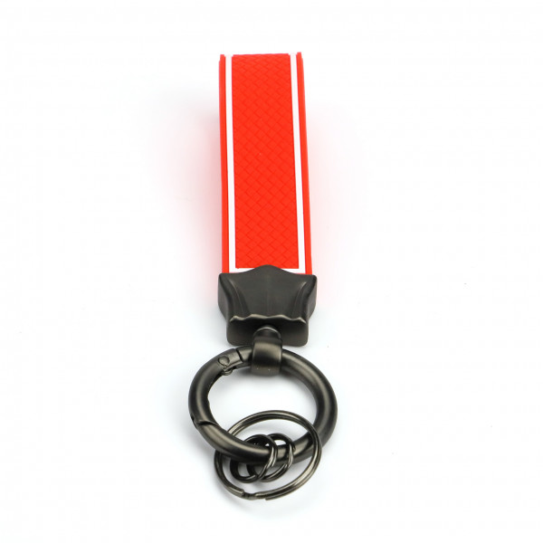 Design Schlüsselanhänger Rot-weiss mit rundem Karabiner