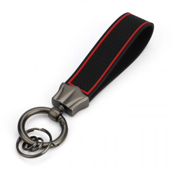 Silikon Schlüsselanhängerband mit rundem Karabinerhaken Schlüsselanhänger SCHWARZ-ROT mit Karabiner Silikon Anhänger Schlüsselband mit Karabiner