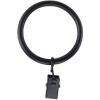 10x Gardinenring mit Klammer 35mm Durchmesser Schwarz  Mehrzweck Vorhang Clip Gardinenstange Gardinenringe Vorhangringe mit Clips Schwarz 2