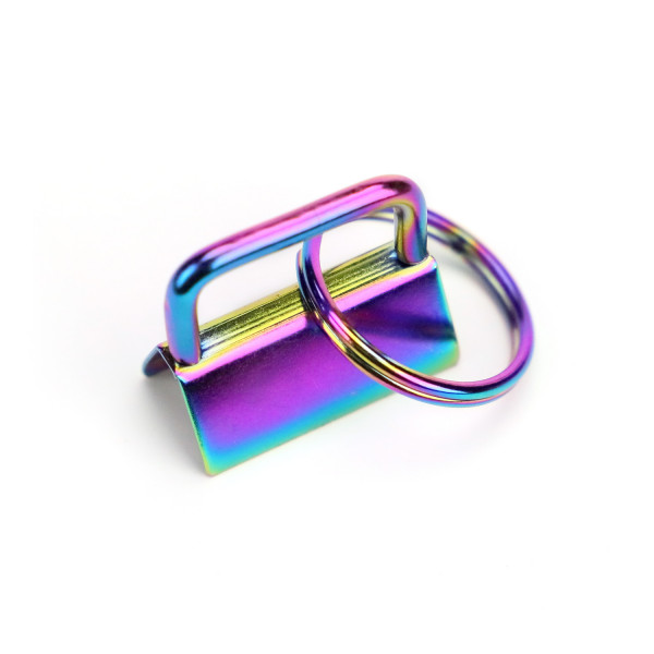 5- 50 Stk. Schl&uuml;sselband Rohling 30mm Regenbogen farbend mit Schl&uuml;sselring montiert