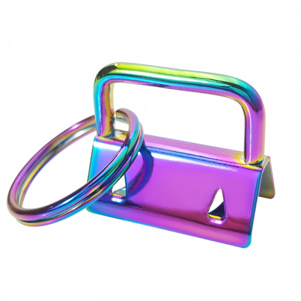 Schlüsselband Rohling 25mm Regenbogen farbend mit Schlüsselring montiert