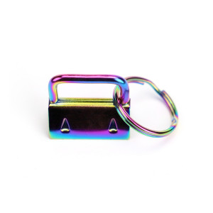 5 - 50 Stk.Schl&uuml;sselband Rohling 25mm Regenbogen farbend mit Schl&uuml;sselring montiert