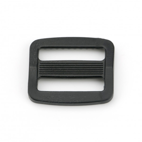Verstellschieber flach für 25mm Gurtband aus Kunststoff - schwarz Gurtband 25mm Schieber Flach Leiterschnalle Regulator