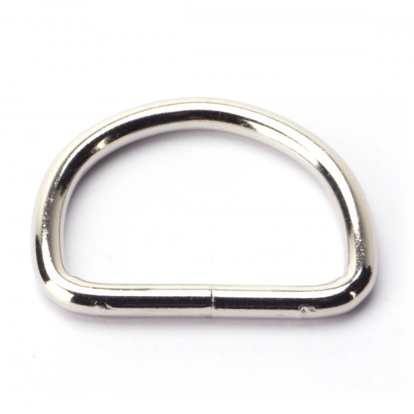 10x Halbrund Ringe D-Ringe 25mm aus Stahl, vernickelt und geschweißt