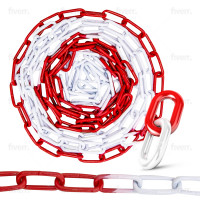 10 Meter Absperrkette aus Stahl rot-weiss 5mm Metall Warn Kette Sicherungskette 5mm